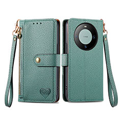 Funda de Cuero Cartera con Soporte Carcasa S15D para Huawei Mate 60 Verde