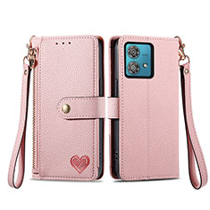 Funda de Cuero Cartera con Soporte Carcasa S15D para Motorola Moto G84 5G Rosa