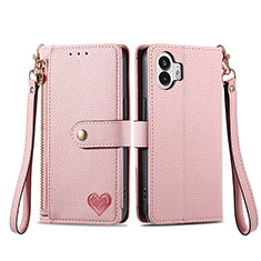 Funda de Cuero Cartera con Soporte Carcasa S15D para Nothing Phone 2 Rosa