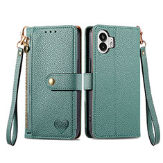 Funda de Cuero Cartera con Soporte Carcasa S15D para Nothing Phone 2 Verde