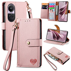 Funda de Cuero Cartera con Soporte Carcasa S15D para Oppo Reno10 5G Rosa