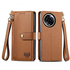 Funda de Cuero Cartera con Soporte Carcasa S15D para Realme V50 5G Marron