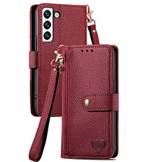 Funda de Cuero Cartera con Soporte Carcasa S15D para Samsung Galaxy S24 5G Rojo