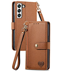 Funda de Cuero Cartera con Soporte Carcasa S15D para Samsung Galaxy S25 5G Marron