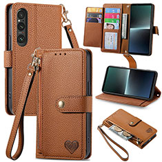 Funda de Cuero Cartera con Soporte Carcasa S15D para Sony Xperia 1 V Marron