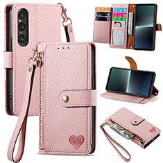 Funda de Cuero Cartera con Soporte Carcasa S15D para Sony Xperia 1 V Rosa