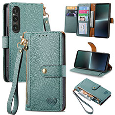 Funda de Cuero Cartera con Soporte Carcasa S15D para Sony Xperia 1 V Verde