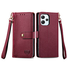 Funda de Cuero Cartera con Soporte Carcasa S16D para Xiaomi Redmi 12 4G Rojo