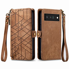 Funda de Cuero Cartera con Soporte Carcasa S17D para Google Pixel 6 5G Marron