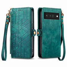 Funda de Cuero Cartera con Soporte Carcasa S17D para Google Pixel 6 5G Verde