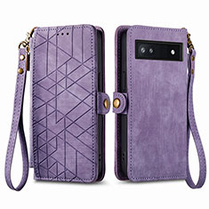 Funda de Cuero Cartera con Soporte Carcasa S17D para Google Pixel 6a 5G Morado