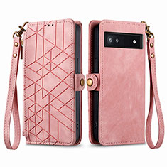 Funda de Cuero Cartera con Soporte Carcasa S17D para Google Pixel 6a 5G Rosa