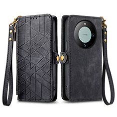 Funda de Cuero Cartera con Soporte Carcasa S17D para Huawei Mate 60 Negro