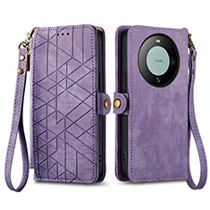 Funda de Cuero Cartera con Soporte Carcasa S17D para Huawei Mate 60 Pro+ Plus Morado