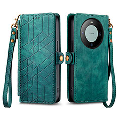 Funda de Cuero Cartera con Soporte Carcasa S17D para Huawei Mate 60 Pro+ Plus Verde