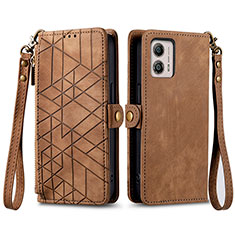 Funda de Cuero Cartera con Soporte Carcasa S17D para Motorola Moto G53 5G Marron