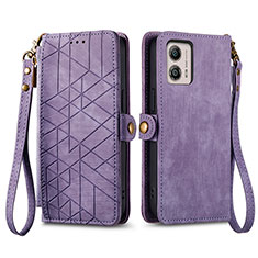 Funda de Cuero Cartera con Soporte Carcasa S17D para Motorola Moto G53y 5G Morado