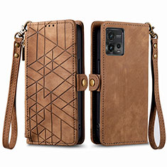 Funda de Cuero Cartera con Soporte Carcasa S17D para Motorola Moto G72 Marron