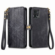 Funda de Cuero Cartera con Soporte Carcasa S17D para Motorola Moto G72 Negro