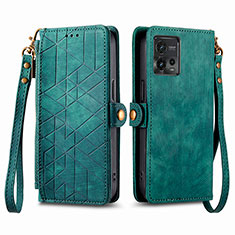 Funda de Cuero Cartera con Soporte Carcasa S17D para Motorola Moto G72 Verde