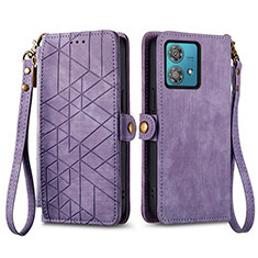 Funda de Cuero Cartera con Soporte Carcasa S17D para Motorola Moto G84 5G Morado