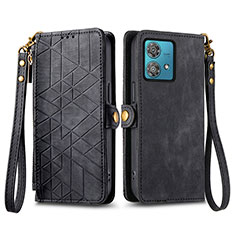 Funda de Cuero Cartera con Soporte Carcasa S17D para Motorola Moto G84 5G Negro