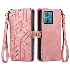 Funda de Cuero Cartera con Soporte Carcasa S17D para Motorola Moto G84 5G Rosa