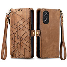 Funda de Cuero Cartera con Soporte Carcasa S17D para Oppo A38 Marron