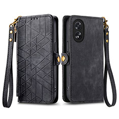 Funda de Cuero Cartera con Soporte Carcasa S17D para Oppo A38 Negro