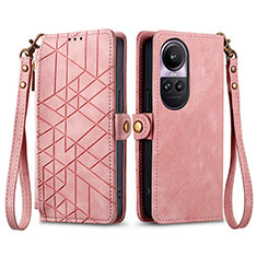 Funda de Cuero Cartera con Soporte Carcasa S17D para Oppo Reno10 5G Rosa