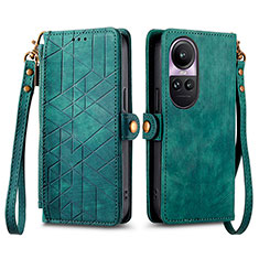 Funda de Cuero Cartera con Soporte Carcasa S17D para Oppo Reno10 5G Verde