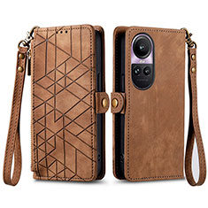 Funda de Cuero Cartera con Soporte Carcasa S17D para Oppo Reno10 Pro 5G Marron