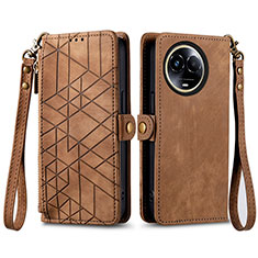 Funda de Cuero Cartera con Soporte Carcasa S17D para Realme V50 5G Marron