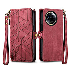 Funda de Cuero Cartera con Soporte Carcasa S17D para Realme V50 5G Rojo