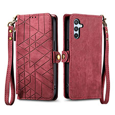 Funda de Cuero Cartera con Soporte Carcasa S17D para Samsung Galaxy A34 5G Rojo