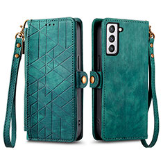 Funda de Cuero Cartera con Soporte Carcasa S17D para Samsung Galaxy S21 FE 5G Verde