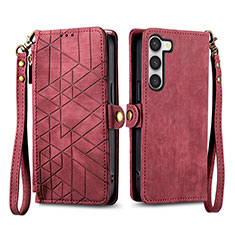 Funda de Cuero Cartera con Soporte Carcasa S17D para Samsung Galaxy S22 Plus 5G Rojo