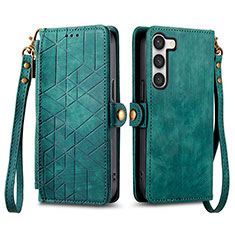 Funda de Cuero Cartera con Soporte Carcasa S17D para Samsung Galaxy S25 Plus 5G Verde