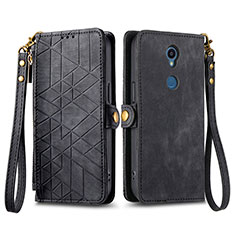 Funda de Cuero Cartera con Soporte Carcasa S17D para Sharp Rouvo V Negro