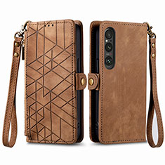 Funda de Cuero Cartera con Soporte Carcasa S17D para Sony Xperia 1 V Marron