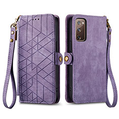 Funda de Cuero Cartera con Soporte Carcasa S18D para Samsung Galaxy S20 FE 4G Morado