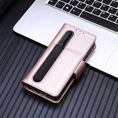 Funda de Cuero Cartera con Soporte Carcasa SD2 para Samsung Galaxy Z Fold5 5G Oro Rosa