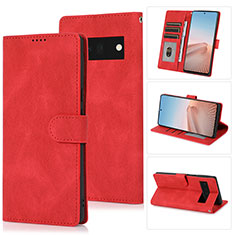 Funda de Cuero Cartera con Soporte Carcasa SY1 para Google Pixel 6 Pro 5G Rojo