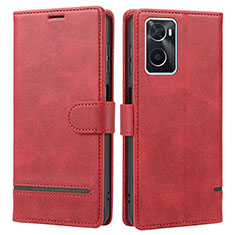 Funda de Cuero Cartera con Soporte Carcasa SY1 para Oppo A36 Rojo