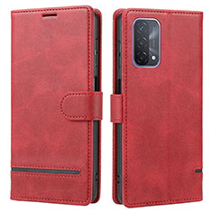 Funda de Cuero Cartera con Soporte Carcasa SY1 para Oppo A93 5G Rojo