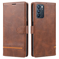 Funda de Cuero Cartera con Soporte Carcasa SY1 para Oppo Reno6 5G Marron