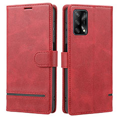 Funda de Cuero Cartera con Soporte Carcasa SY1 para Oppo Reno6 Lite Rojo