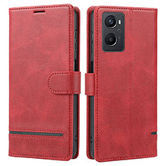 Funda de Cuero Cartera con Soporte Carcasa SY1 para Oppo Reno7 Lite 5G Rojo