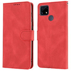 Funda de Cuero Cartera con Soporte Carcasa SY1 para Realme C12 Rojo