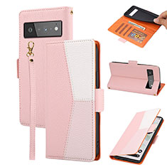 Funda de Cuero Cartera con Soporte Carcasa SY2 para Google Pixel 6 Pro 5G Rosa